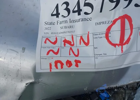 2022 Subaru Impreza Premium 5-Door из США, поврежденный, VIN 4S3GTAD60N3703517